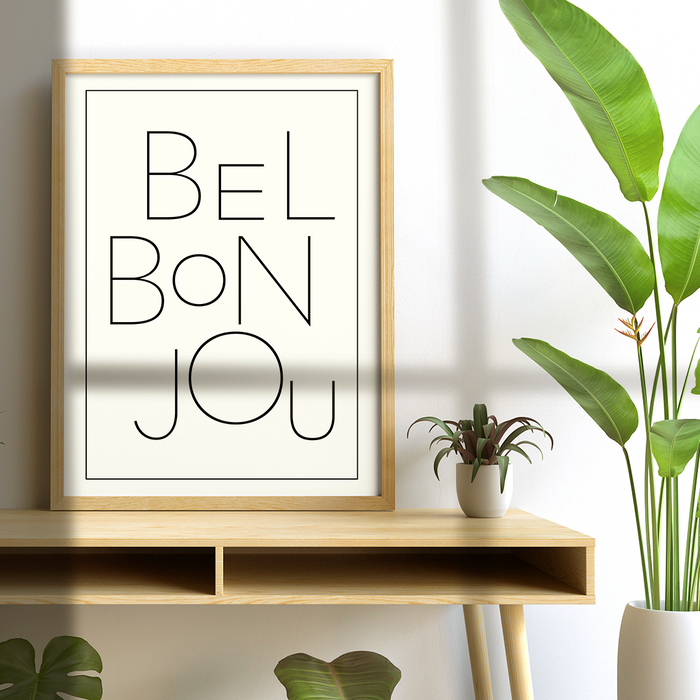 Affiche Poster Minimaliste - Bel Bonjou Déstructuré (50x70cm)