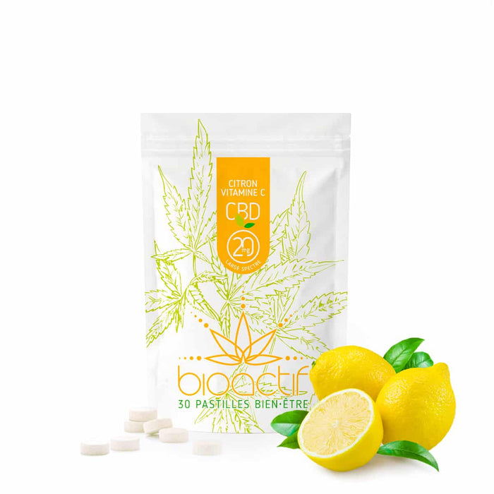 Bonbons bio citron sans sucre Pastille CBD 20mg