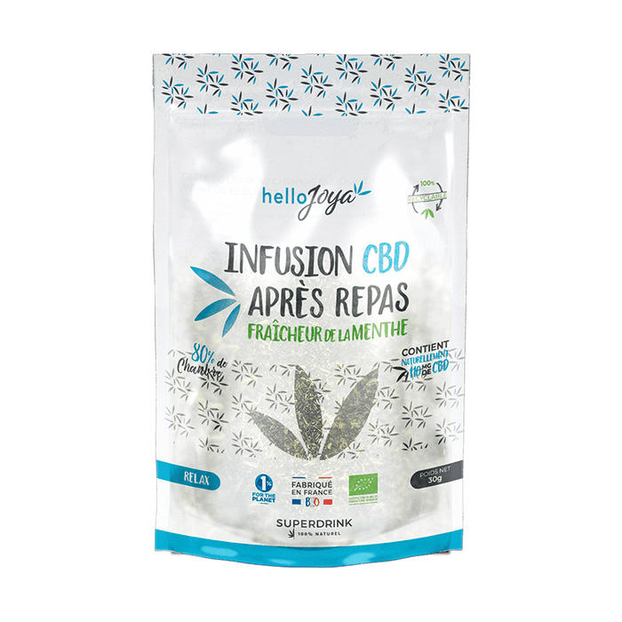 Infusion CBD après repas fraicheur à la menthe