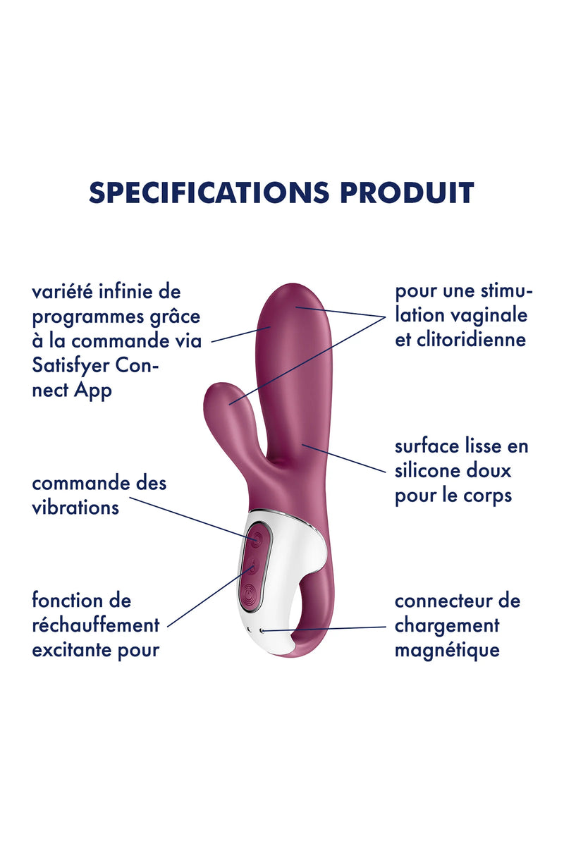 Vibromasseur connecté rabbit chauffant et connecté Satisfyer Hot Bunny - Satisfyer