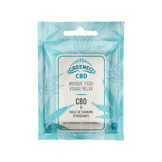Masque Tissu Visage Relax au CBD et à l’Huile de Chanvre hydratante - 20 ml - Greeneo